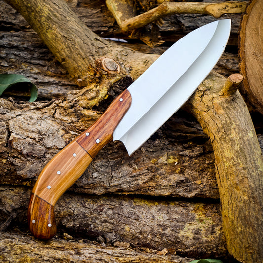 D2 steel Chef Knife With Rosewood and Olivewood handle